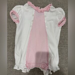 Little English White and Pink Baby Romper - size 6M